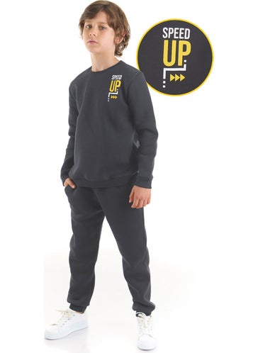 Mshb&G Plain Dark Grey Boy's Tracksuit Bottom Top Set  - Image 1