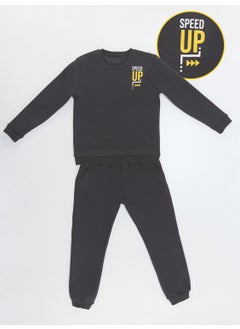 Mshb&G Plain Dark Grey Boy's Tracksuit Bottom Top Set  - Image 4
