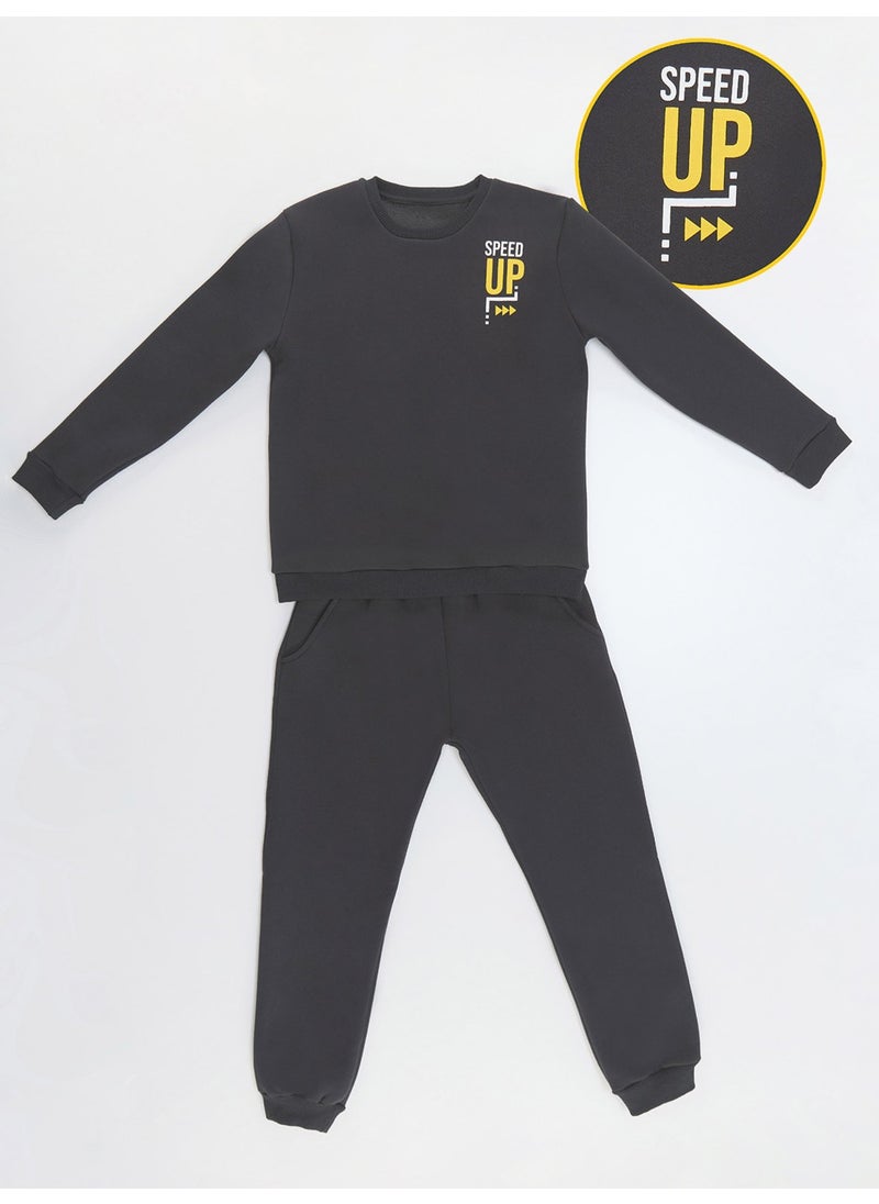 Mshb&G - Plain Dark Grey Boy's Tracksuit Bottom Top Set - Image 1