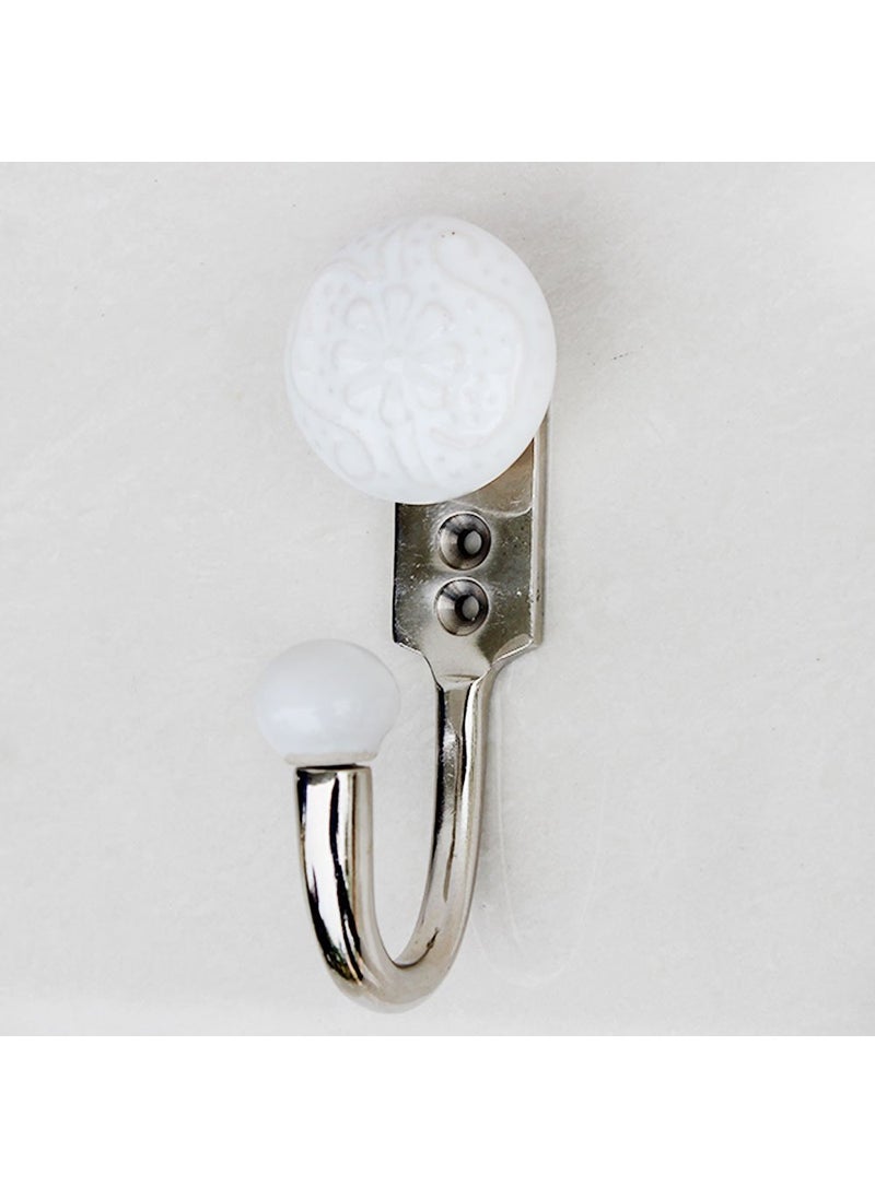 Indian-Shelf IndianShelf 1 Piece White Decorative Wall Hooks for Hanging Kids Ceramic Zinc Unique Coat Rack Wall Mounted Towel Holder Luxury Hanger  - Image 1
