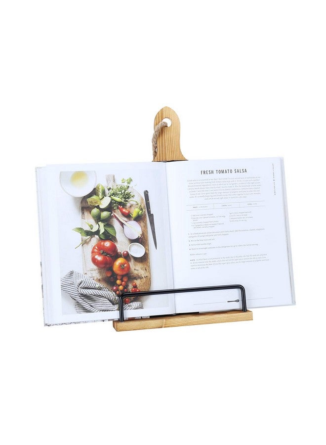 SOLIGT Soligt Cookbook Stand for Kitchen Counter Adjustable iPad Tablet Recipe Book Holder Rustic Wood Cutting Board Style - Brown  - Image 1