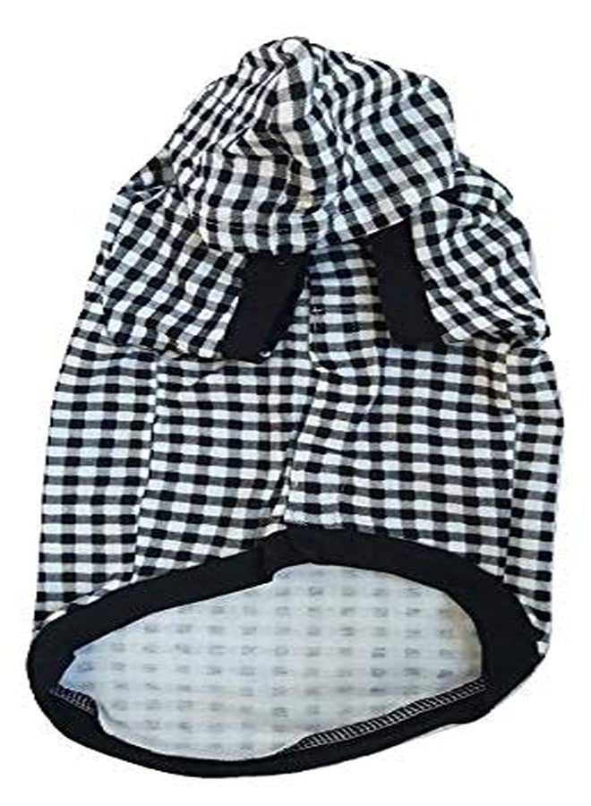 Gojira/Pet/Dog/Cat Cotton Stylish Hoodie - Check Pattern (Black & White) (M) - Image 3