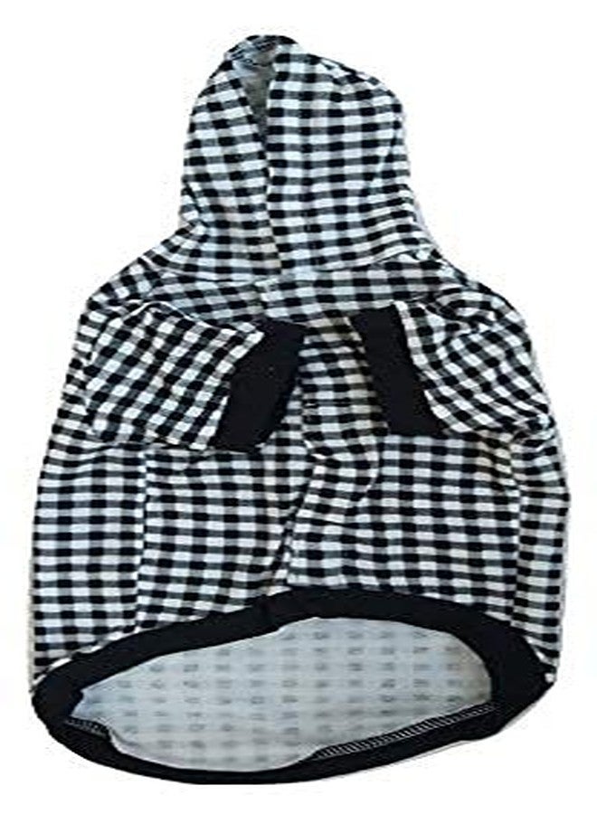 Gojira/Pet/Dog/Cat Cotton Stylish Hoodie - Check Pattern (Black & White) (M) - Image 2