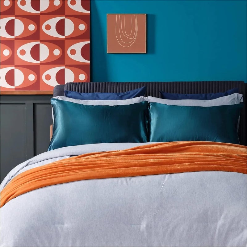 QOAL Pillow Cover, Satin Pillow Cover, Silk Pillow Covers, Pillow Cover Set of 2, Silk Pillow Cases for Hair and Skin, Satin Silk Pillow Cover for Hair and Skin - Image 5