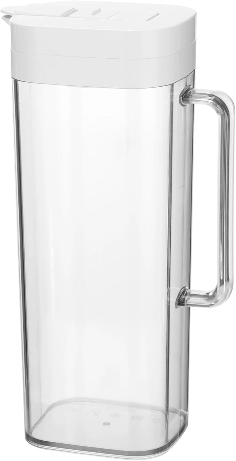 Plastic Water Pitcher with Flip-Top Lid, 2-Quart Large Capacity, Leakproof Slim Beverage Jug, Fridge Door Space-Saving Drink Dispenser, 5.0 x 3.9 x 11.3 in, for Iced Tea Juice Milk Home Party - Image 2