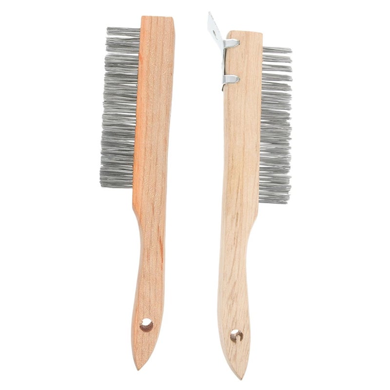 Wooden Handle Steel Wire Scrubber 2 Pack for Rust Removal Paint Scraping Metal Surface Cleaning - Image 2