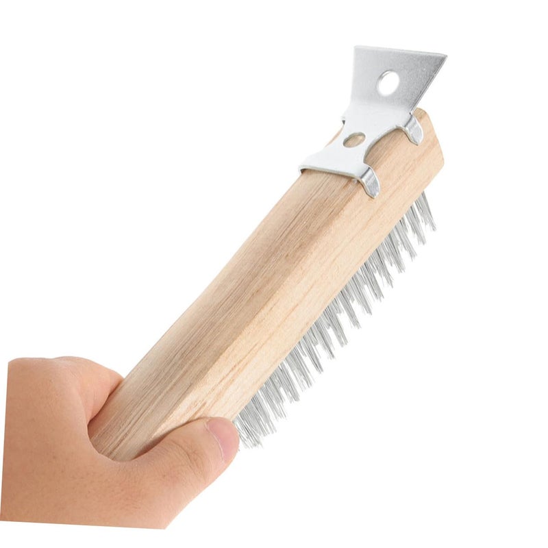 Wooden Handle Steel Wire Scrubber 2 Pack for Rust Removal Paint Scraping Metal Surface Cleaning - Image 5