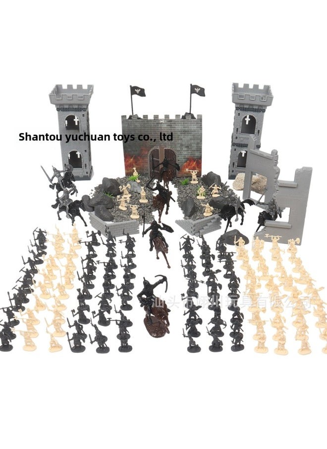 Knight Assembly Set 254pcs Children's Diy Educational Toys Medieval Castle Soldier Model Building Blocks Puzzle Toys-Color:Knight Set 254PCs  - Image 1