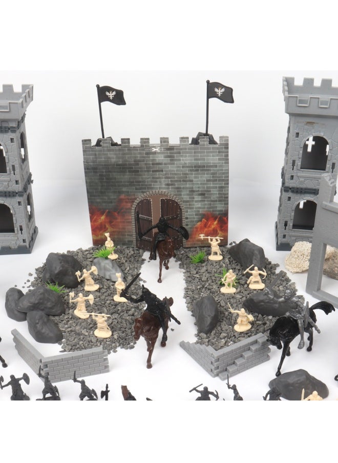 Knight Assembly Set 254pcs Children's Diy Educational Toys Medieval Castle Soldier Model Building Blocks Puzzle Toys-Color:Knight Set 254PCs  - Image 4