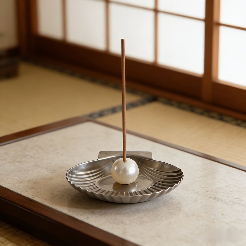 Seashell Pearl Incense Holder Stainless Steel Tray Home Decor Magnetic Detachable Pearls - Image 1