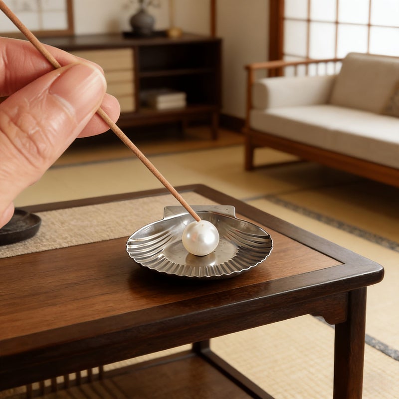 Seashell Pearl Incense Holder Stainless Steel Tray Home Decor Magnetic Detachable Pearls - Image 5