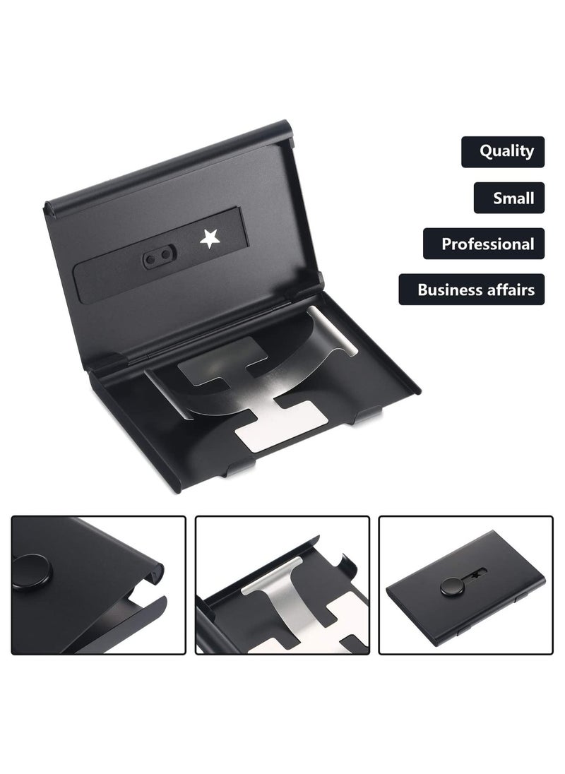 SYOSI Business Card Holder, Thumb-Drive Business Card Case, Slide Out Business Card Holders, Stainless Steel Card Holder Card Case, Excellent Design for Men and Women, 2 Pack  - Image 3