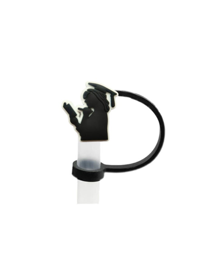 Graduation Season Theme Straw Cap Reusable Straw Plug Cute Cartoon Dust Cap Straw Cap Wholesale-Color:25-Specifications:8mm - Image 1