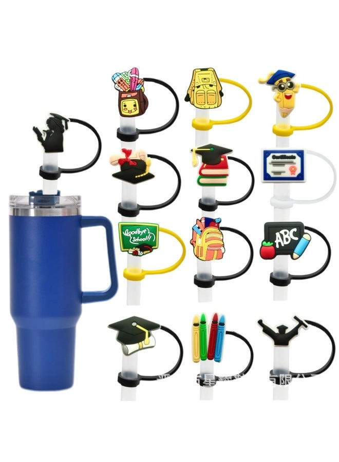 Graduation Season Theme Straw Cap Reusable Straw Plug Cute Cartoon Dust Cap Straw Cap Wholesale-Color:25-Specifications:8mm - Image 3