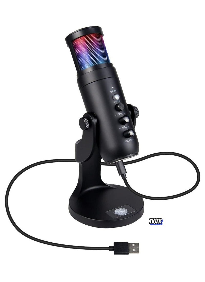 TIGER High-Quality Gaming Microphone – Condenser USB Mic with RGB Control, One-Touch Mute for PC, Laptop, PS4/PS5, Twitch & YouTube Streaming  - Image 1