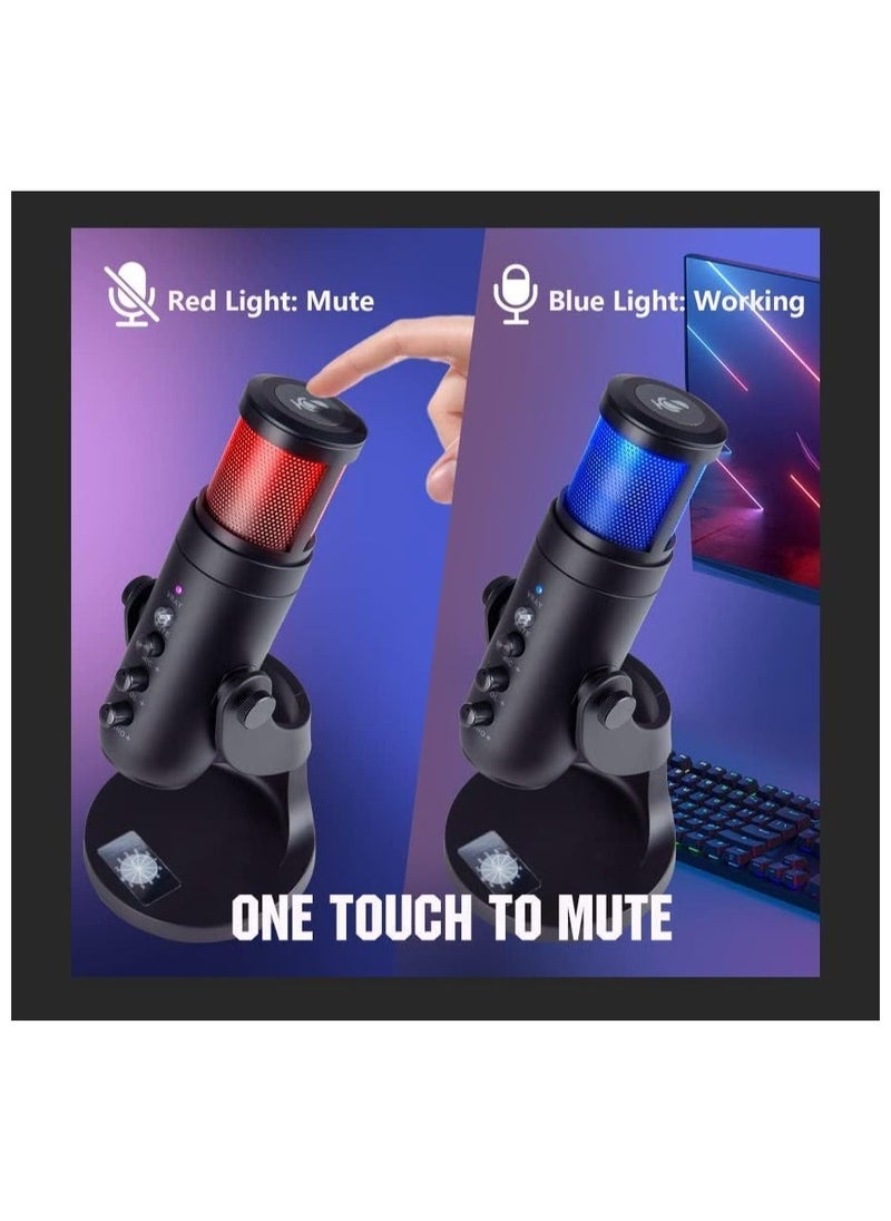 TIGER High-Quality Gaming Microphone – Condenser USB Mic with RGB Control, One-Touch Mute for PC, Laptop, PS4/PS5, Twitch & YouTube Streaming  - Image 3