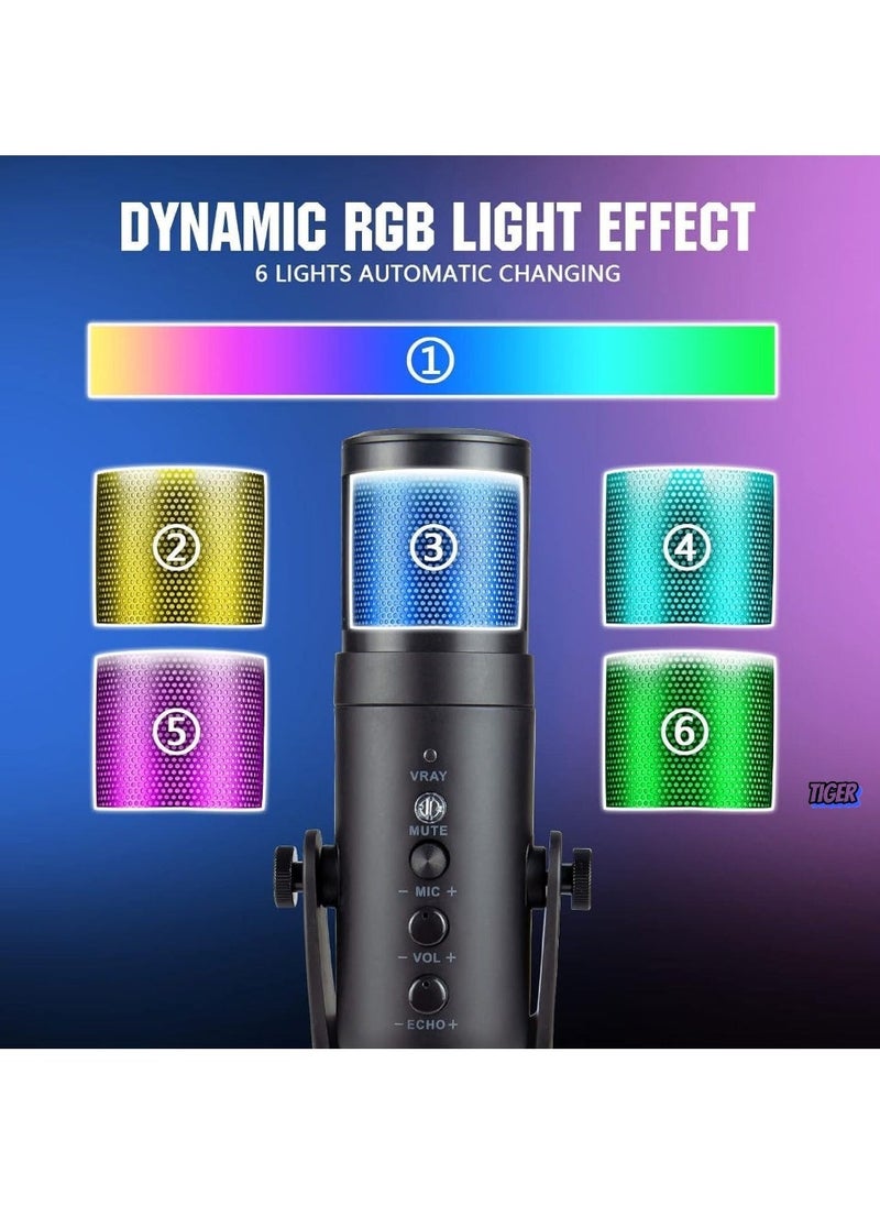 TIGER High-Quality Gaming Microphone – Condenser USB Mic with RGB Control, One-Touch Mute for PC, Laptop, PS4/PS5, Twitch & YouTube Streaming  - Image 2