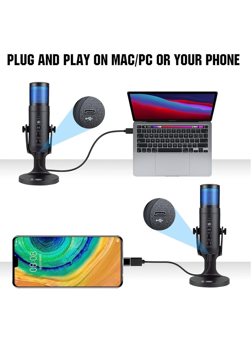 TIGER High-Quality Gaming Microphone – Condenser USB Mic with RGB Control, One-Touch Mute for PC, Laptop, PS4/PS5, Twitch & YouTube Streaming  - Image 5