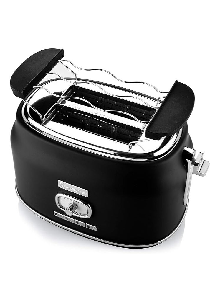 Westinghouse - Retro Series 2-Slice Toaster 815W - Black | High-Power Toaster for Even Toasting, Bagels & More - Image 1