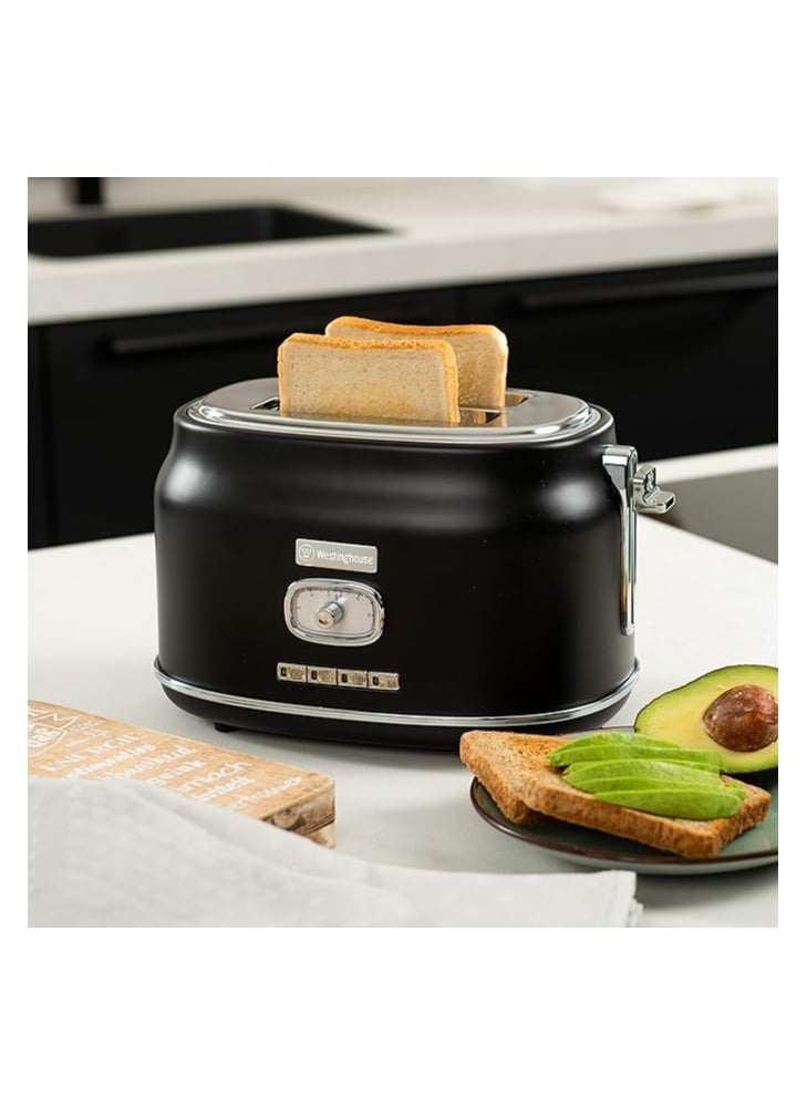 Westinghouse - Retro Series 2-Slice Toaster 815W - Black | High-Power Toaster for Even Toasting, Bagels & More - Image 1