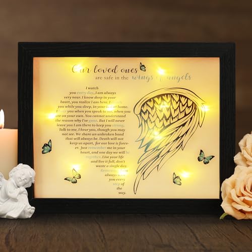 Fabuday Memorial Gifts LED Shadow Box - Sympathy Gift in Memory of Loved One Gifts, Rememberance Gift for Loss of Mother Father Mom Dad, Funeral Condolences Bereavement Grief Gifts,Angel Wings - Image 1