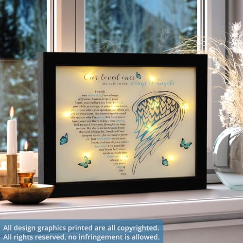 Fabuday Memorial Gifts LED Shadow Box - Sympathy Gift in Memory of Loved One Gifts, Rememberance Gift for Loss of Mother Father Mom Dad, Funeral Condolences Bereavement Grief Gifts,Angel Wings - Image 2