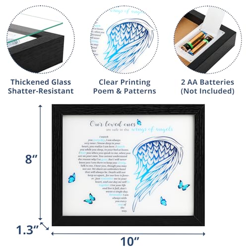 Fabuday Memorial Gifts LED Shadow Box - Sympathy Gift in Memory of Loved One Gifts, Rememberance Gift for Loss of Mother Father Mom Dad, Funeral Condolences Bereavement Grief Gifts,Angel Wings - Image 5