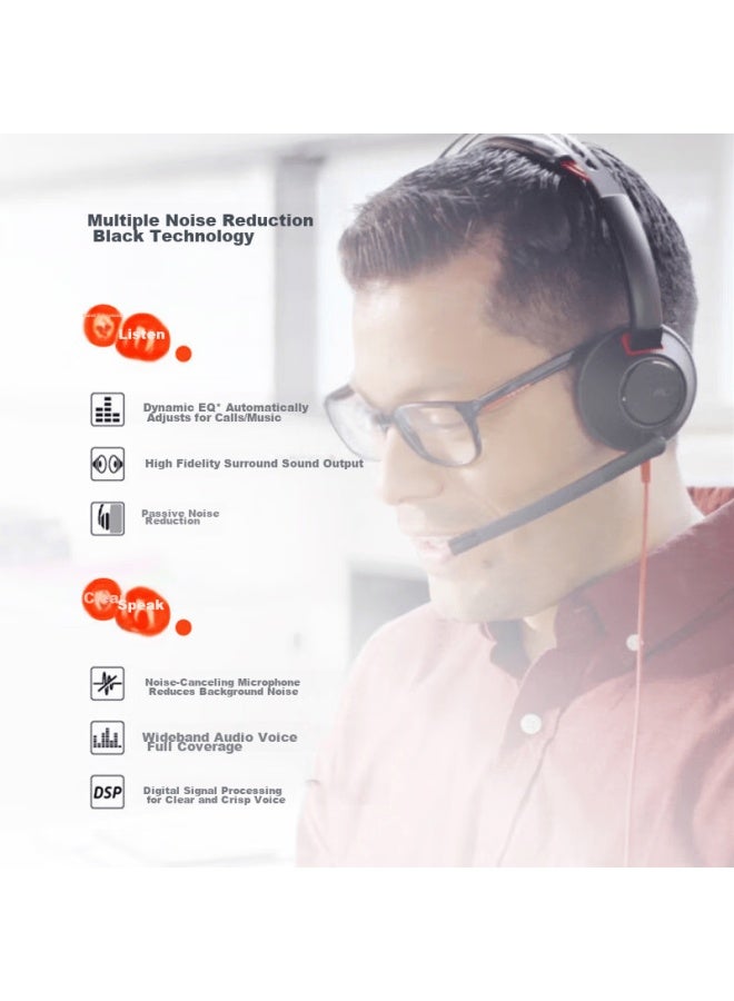 Poly Hp C5210 Type-c/usb-a + 3.5mm Headphones For Computer Office, Noise Reduction, Multiple Interfaces - Image 5