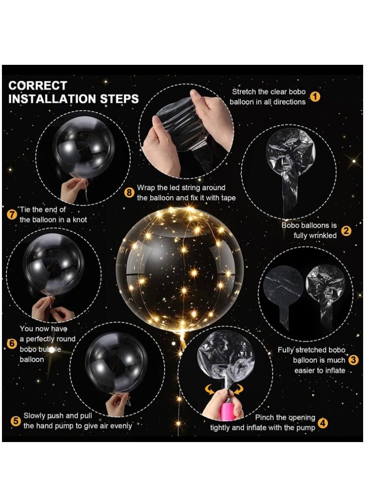 OASIS-TH 10 PACKS LED Bobo Balloons,Transparent LED Light Up Balloons,Helium Style Glow Bubble Balloons With String Lights For Party Birthday Wedding Festival Decorations  - Image 5