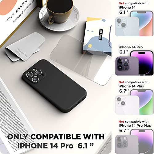 SURPHY Designed for iPhone 14 Pro Case with Screen Protector Camera Protection Soft Microfiber Lining Liquid Silicone Phone Case Black - Image 3