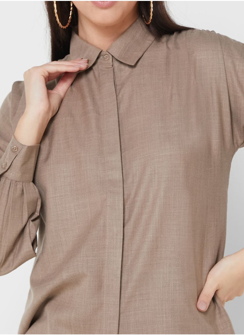 Khizana - Balloon Sleeve Detail Oversized Shirt - Image 1
