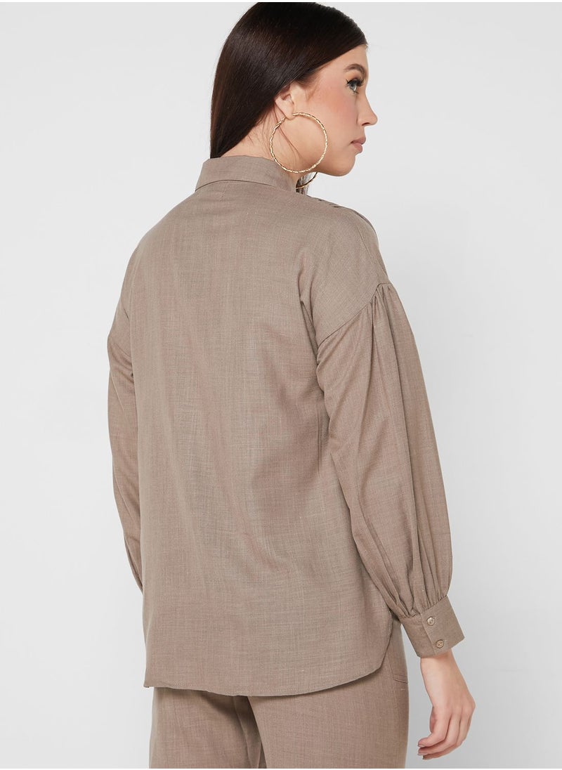 Khizana - Balloon Sleeve Detail Oversized Shirt - Image 1