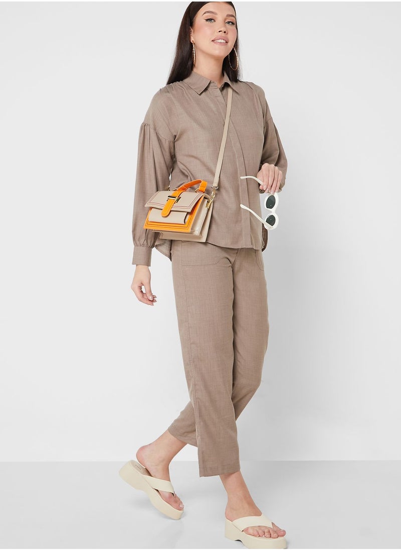 Khizana - Balloon Sleeve Detail Oversized Shirt - Image 1