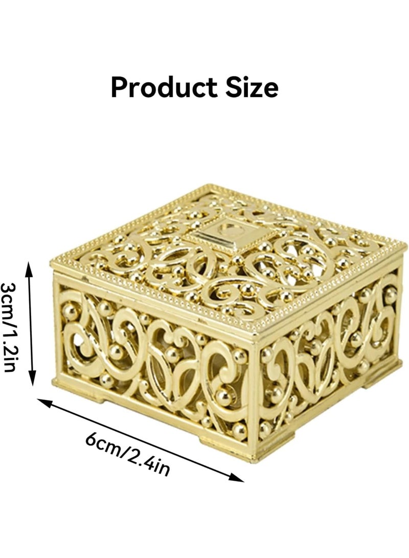 SOLARAE صناديق حلوى فارغة، 12 قطعة من جرار حفلات الزفاف البلاستيكية، صناديق هدايا تخزين الحلوى لحفلات الزفاف، حفلات استقبال المواليد، حفلات عيد الميلاد (ذهبي) - Image 2