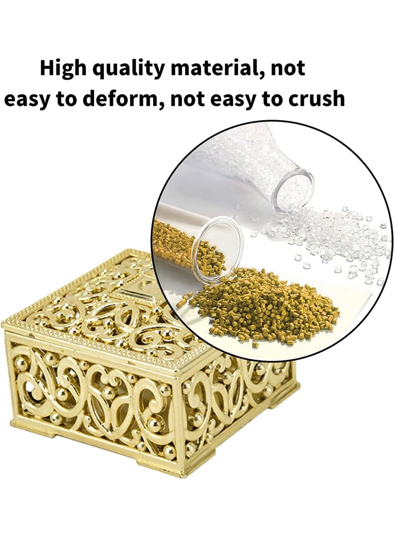SOLARAE صناديق حلوى فارغة، 12 قطعة من جرار حفلات الزفاف البلاستيكية، صناديق هدايا تخزين الحلوى لحفلات الزفاف، حفلات استقبال المواليد، حفلات عيد الميلاد (ذهبي) - Image 4