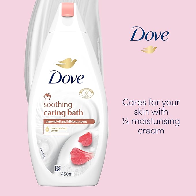 Dove حمام دوف المهدئ مع كريم اللوز والكركديه لحمام فقاعات مريح 450 مل - Image 2