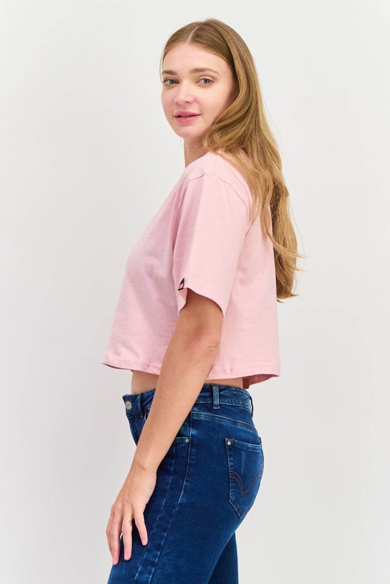 Ellesse Women Round Neck Short Sleeve Brand Logo Top, Pink  - Image 2