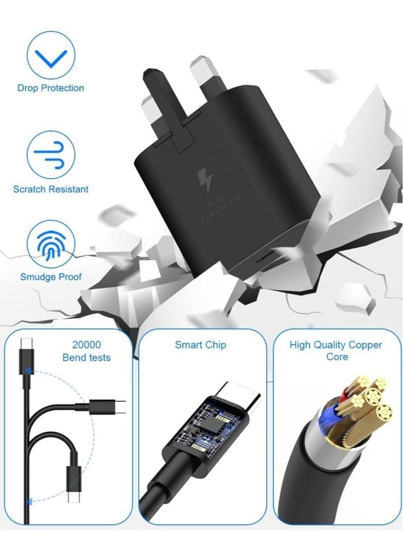 ELTRAZONE 45W USB C Charger for compatible Samsung UK Travel Adaptor, 25W with USB Type C Cable - WhiteSamsung UK Travel Adaptor (45W with USB type C Cable) BlackSamsung Galaxy S22/S22+/S21/S21 FE/S21 Ultra/S20  - Image 3
