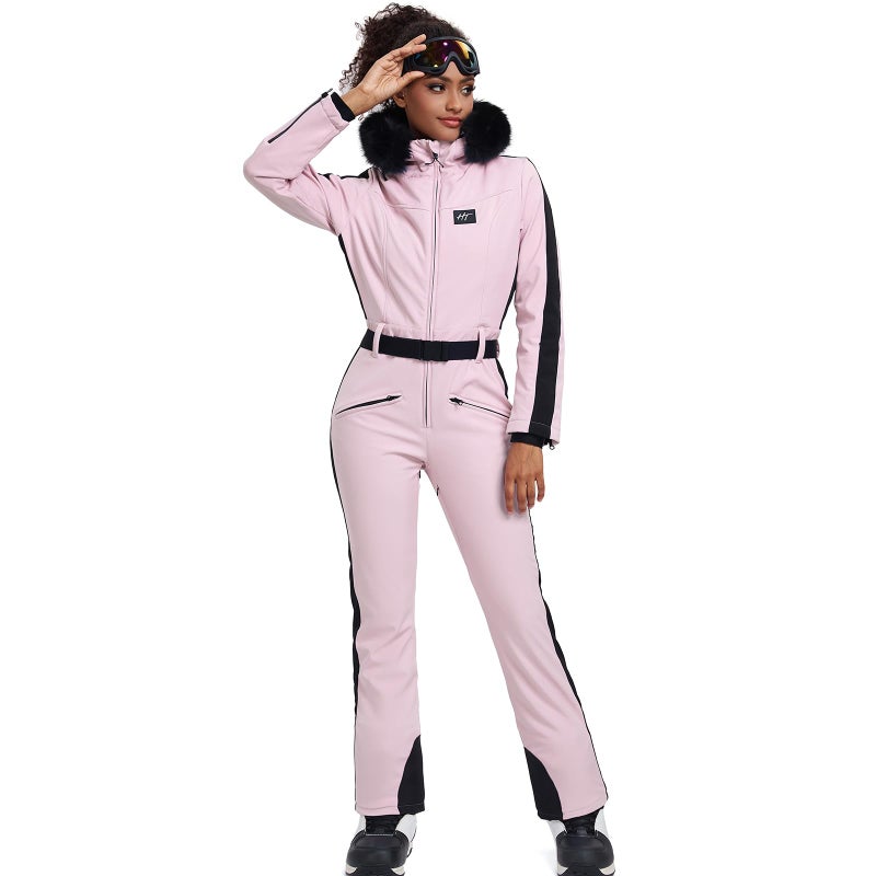 HOTIAN Womens Ski Suits Onesies Snowsuit Jumpsuits Winter Outdoor Sports Waterproof One Piece Snowboard Ski OutfitsPinkM - Image 2