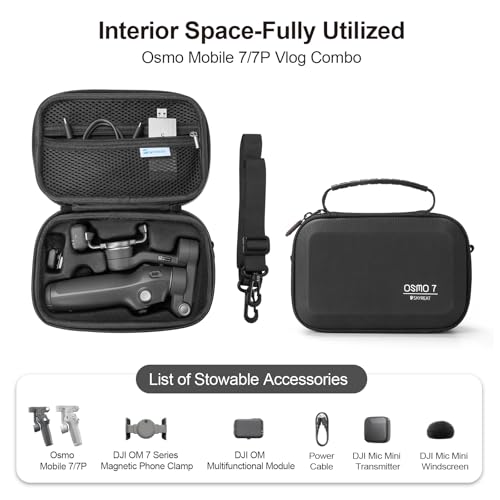 Skyreat Osmo Mobile 7P Case,PU Leather Portable Storage OM 7P / OM 8 Case Shoulder Bag for DJI Osmo 8/7 Smartphone Gimbal Stabilizer Accessories - Image 2