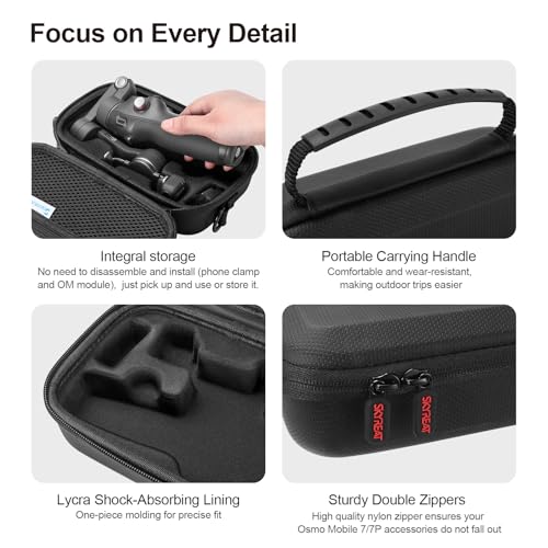 Skyreat Osmo Mobile 7P Case,PU Leather Portable Storage OM 7P / OM 8 Case Shoulder Bag for DJI Osmo 8/7 Smartphone Gimbal Stabilizer Accessories - Image 4