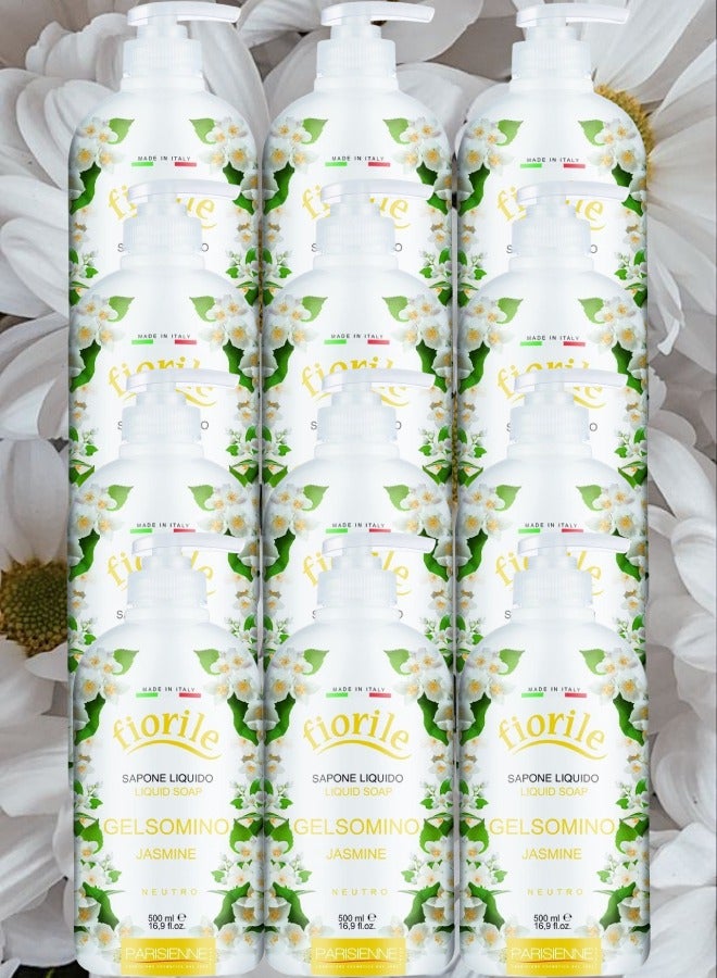 12 Pieces Fiorile Liquid Soap Jasmine 500ml