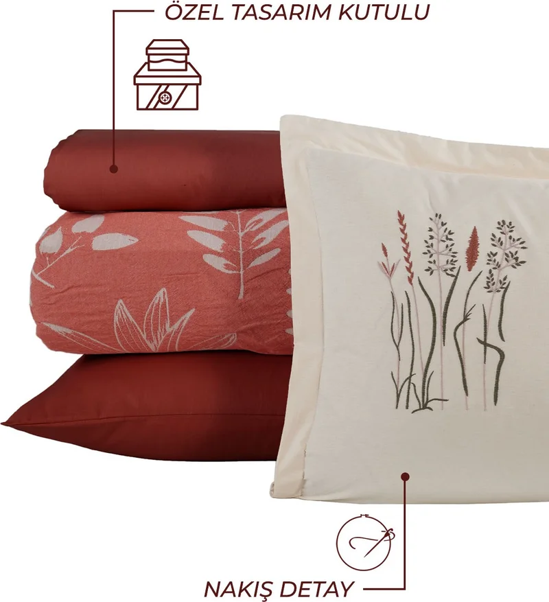 Elart Natural Series Leaf Bedding Set 6 Piece Cinnamon