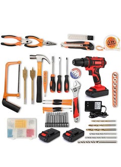 WEMART 128 Piece Power Tools Kit with 48V Cordless Drill, Professional Household Home Tool Kit Set with DIY Hand Tool Kits for Garden Office House Repair Maintain  - Image 2