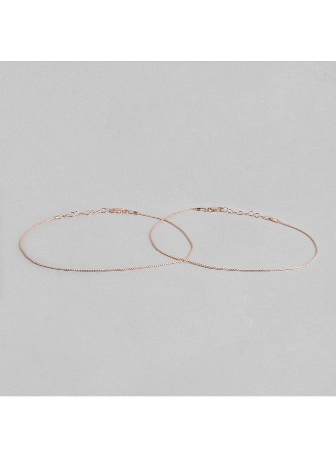 ZAVYA 925 Sterling Silver Modest Minimal Rose Gold Anklet (Pair) | Gift for Women & Girls | With Certificate of Authenticity & 925 Stamp - Image 4