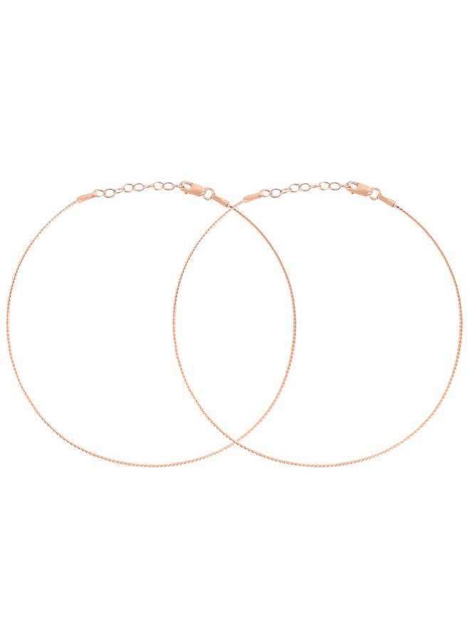 ZAVYA 925 Sterling Silver Modest Minimal Rose Gold Anklet (Pair) | Gift for Women & Girls | With Certificate of Authenticity & 925 Stamp - Image 1