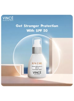 VINCE Sunblock SPF 50 – Advanced UVA/UVB & Sun Harmful Rays Protection – Hydrates, Soothes & Prevents Premature Aging & Pigmentation – Non-Greasy – Ideal for Adults & Children, 80ml  - Image 4