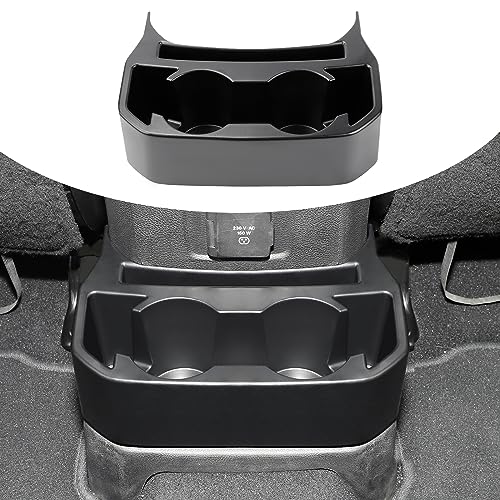 Hoolcar Rear Cup Holder Floor Console Mounted Drink Holders Rear Seat Storage Box Compatible with Jeep Wrangler JLU & Gladiator JT 2018-2023, Interior Accessories, Black - Image 1