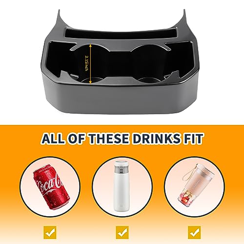 Hoolcar Rear Cup Holder Floor Console Mounted Drink Holders Rear Seat Storage Box Compatible with Jeep Wrangler JLU & Gladiator JT 2018-2023, Interior Accessories, Black - Image 4