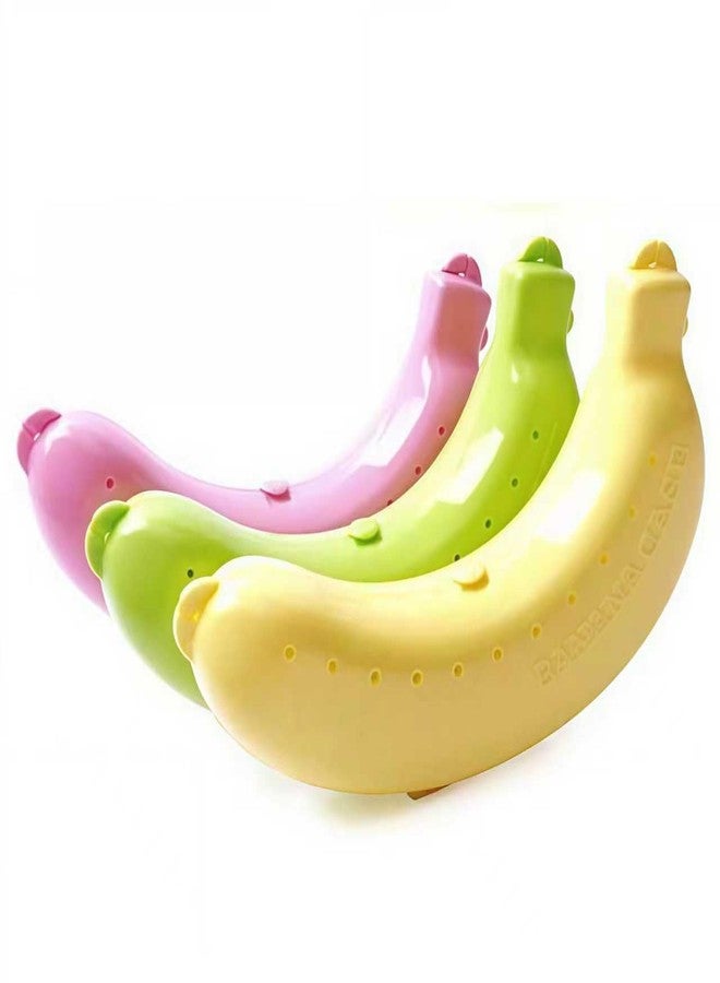 SquarezhenBo 3Pcs Banana Storage BPA-Free Outdoor Travel Case,Keep Fresh Banana Keeper and Protector, Cute Banana Carrier Storage Box for Picnic Camping,Food Containers(Yellow,Pink,Green),Container Sets - Image 1